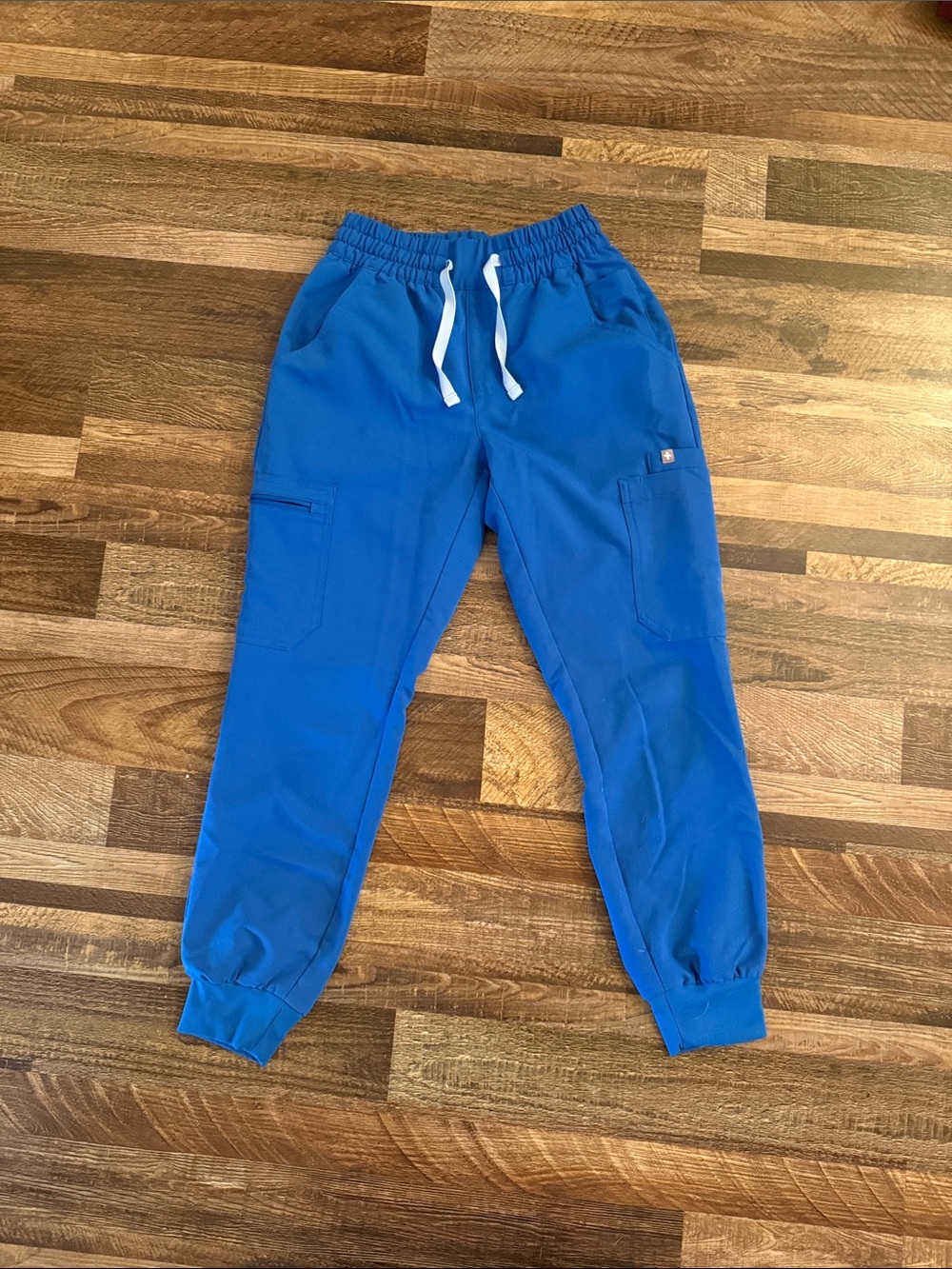 Figs Royal Blue Jogger Pants with White Drawstring